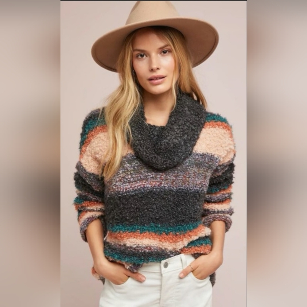 Anthropologie Moth Wool And Mohair Striped Sweater XS